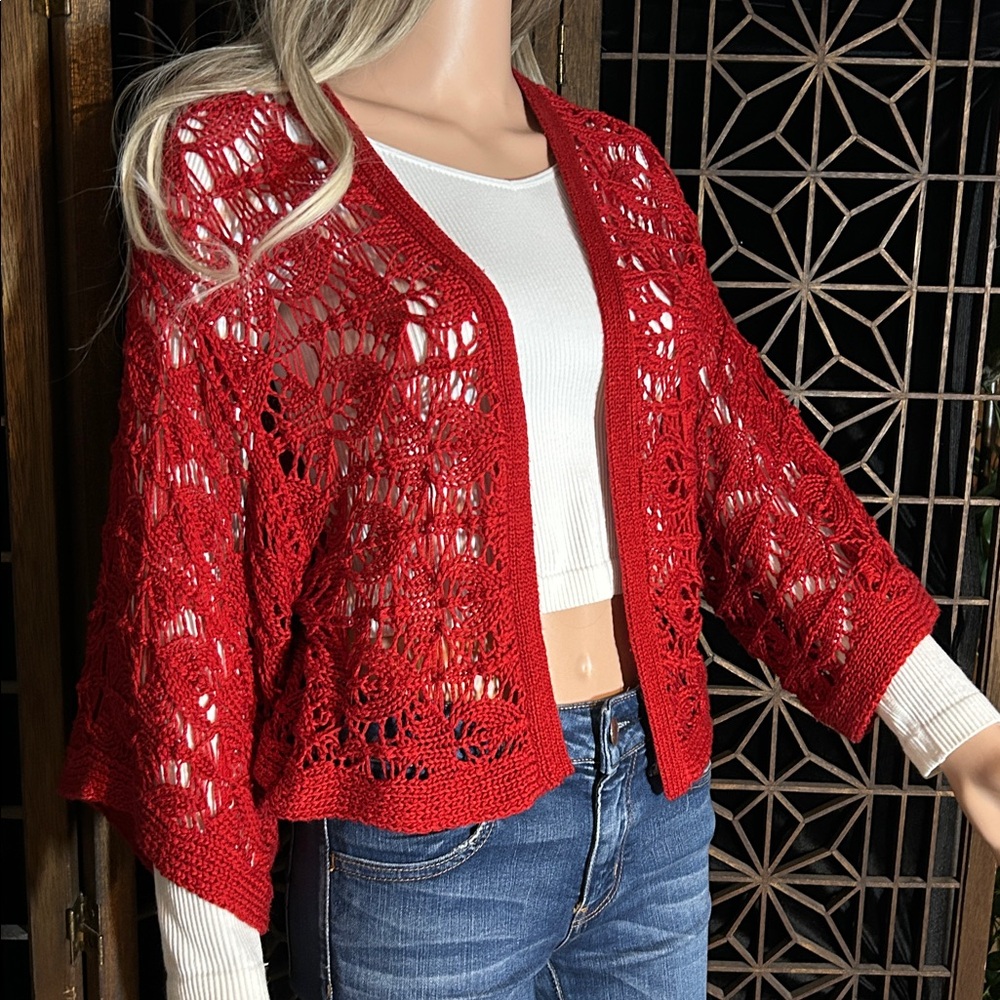 BONGO CROCHETED CROPPED SWEATER S